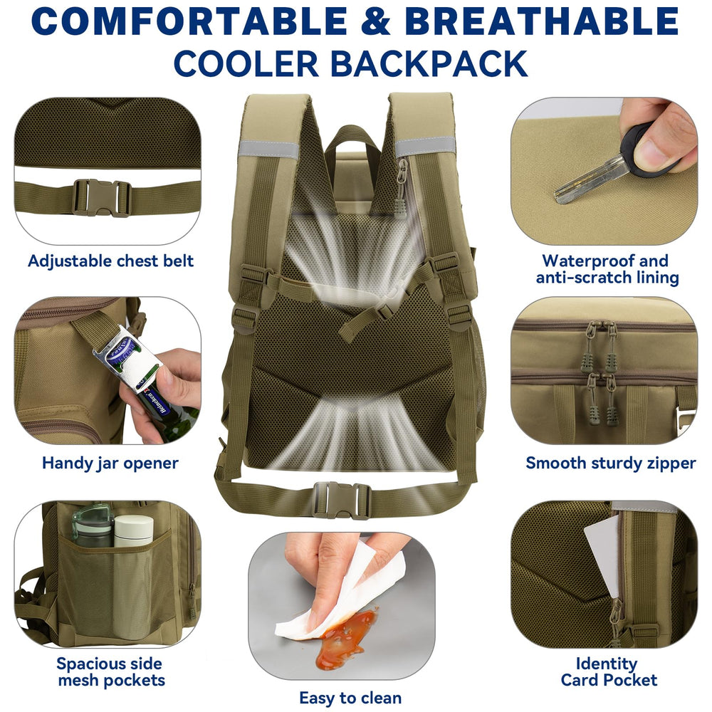 onedayhi backpack cooler thick foam and UV-blocking PEVA help keep contents cooler longer.