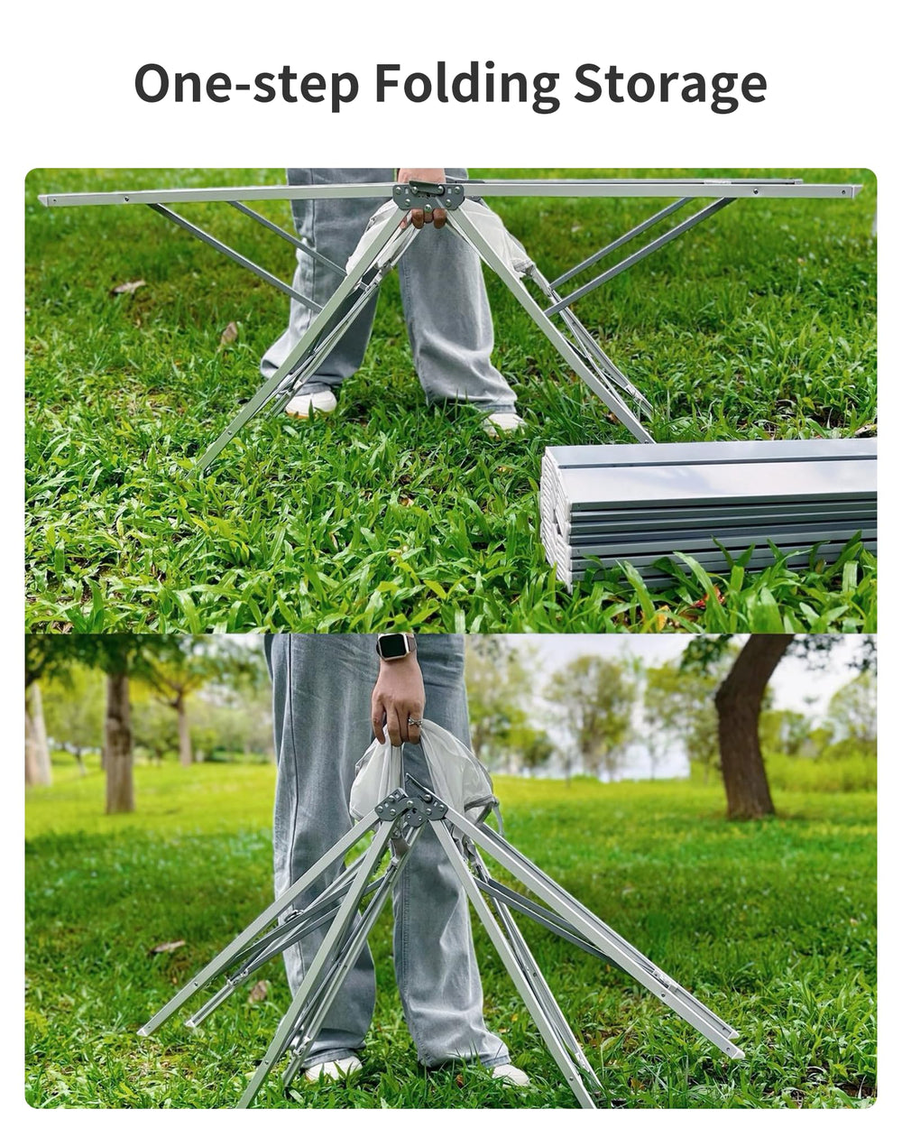 ONEFOREST portable table in multiple scenes ideal for yard, camp, picnic