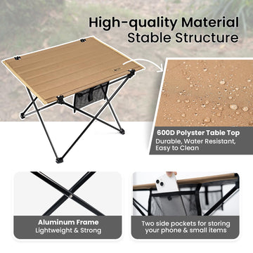 ONETIGRIS CampMate table supports up to 66 lbs for meals and gear.