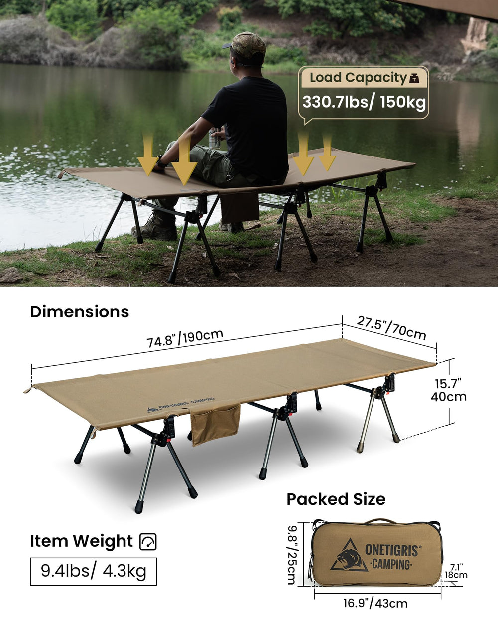 ONETIGRIS SUPRANUBIS cot height options shown for versatility