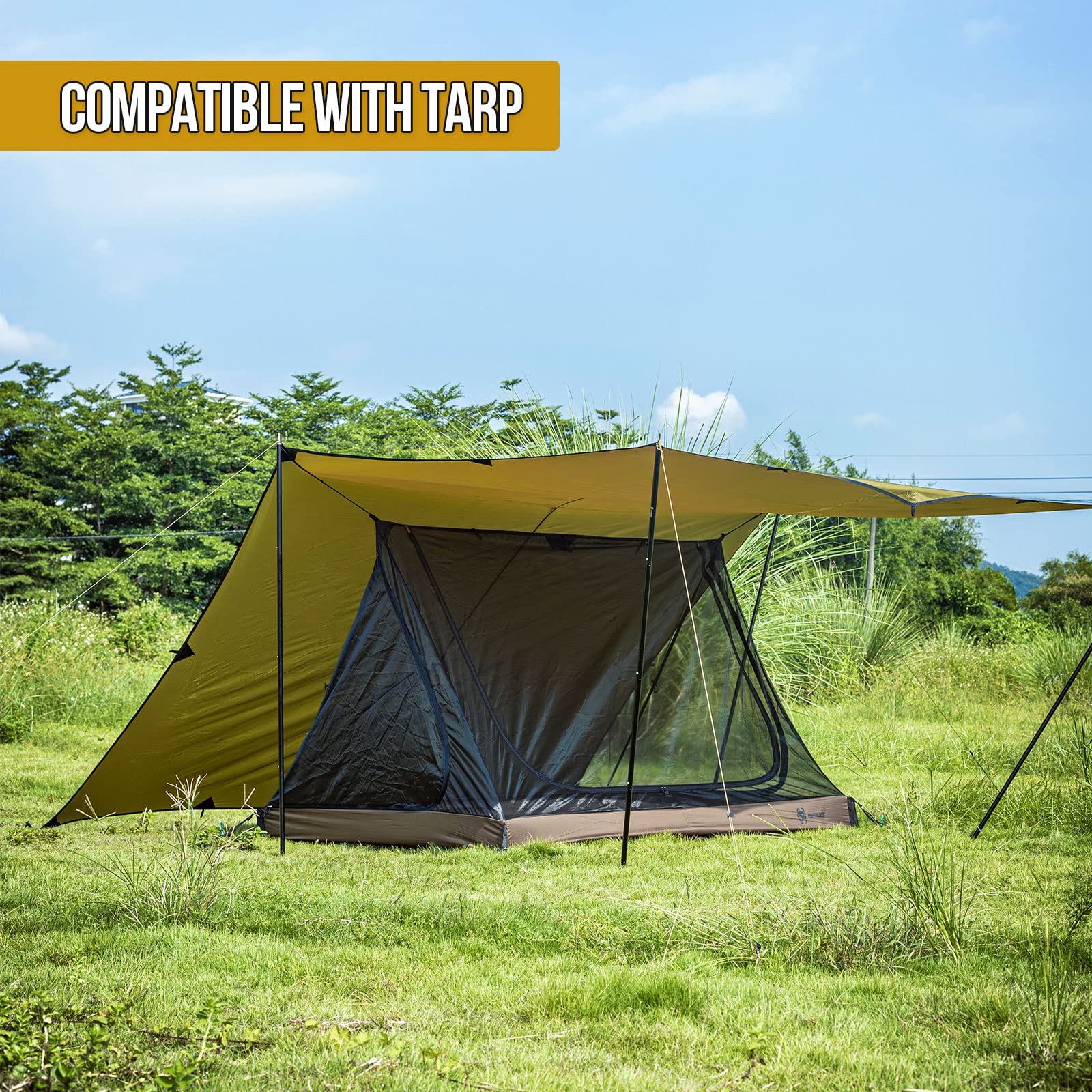 OneTigris 2-person mesh tent airflow mesh close-up emphasizes ventilation