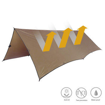 OneTigris Bulwark tarp ridgeline loops enable versatile shelter configurations