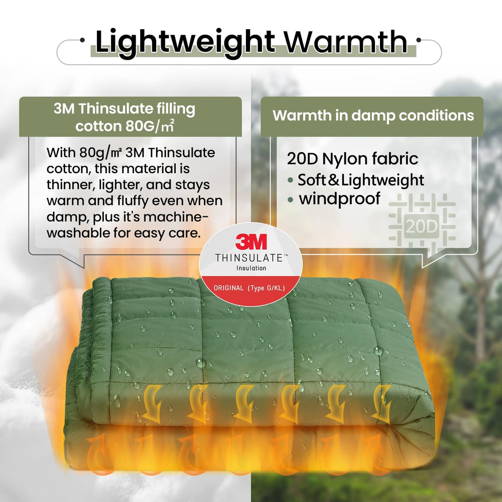 ONETIGRIS camping blanket-20d-nylon-fabric offers windproof, breathable protection