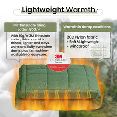 ONETIGRIS camping blanket-20d-nylon-fabric offers windproof, breathable protection