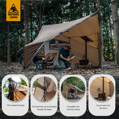 OneTigris COZSHACK waterproof-materials keep rain and wind at bay during rough weather.