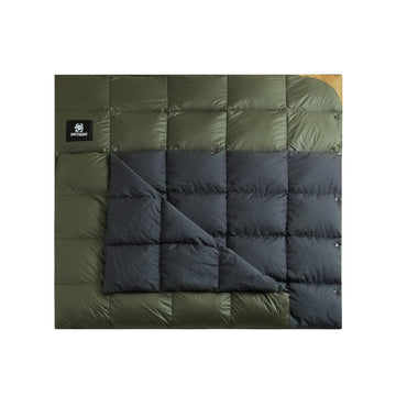 ONETIGRIS Down Camping Blanket 2 Person warmth-in-use shows cozy warmth during outdoor nights.