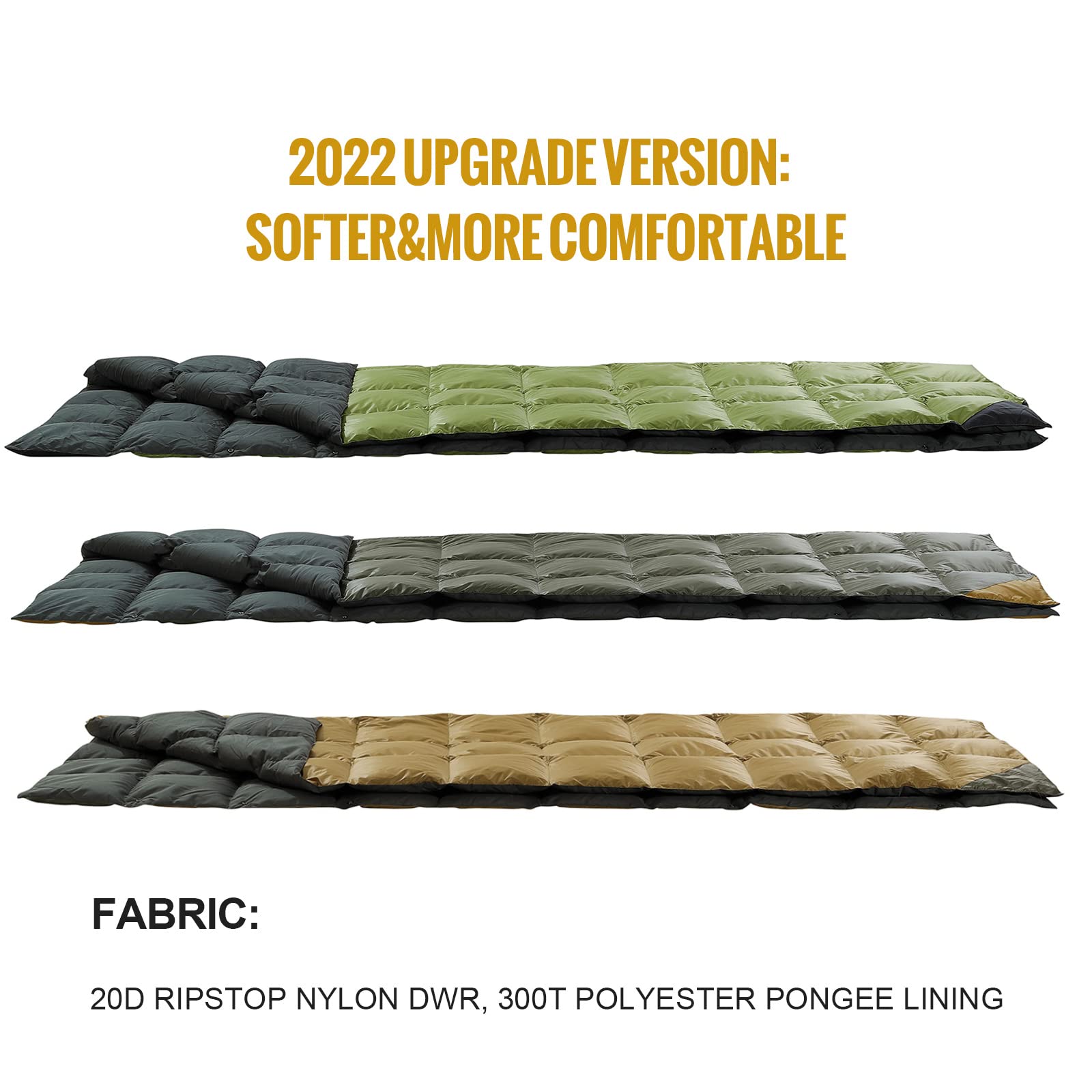 OneTigris down camping blanket with snap-closure used as poncho for hands-free activity.
