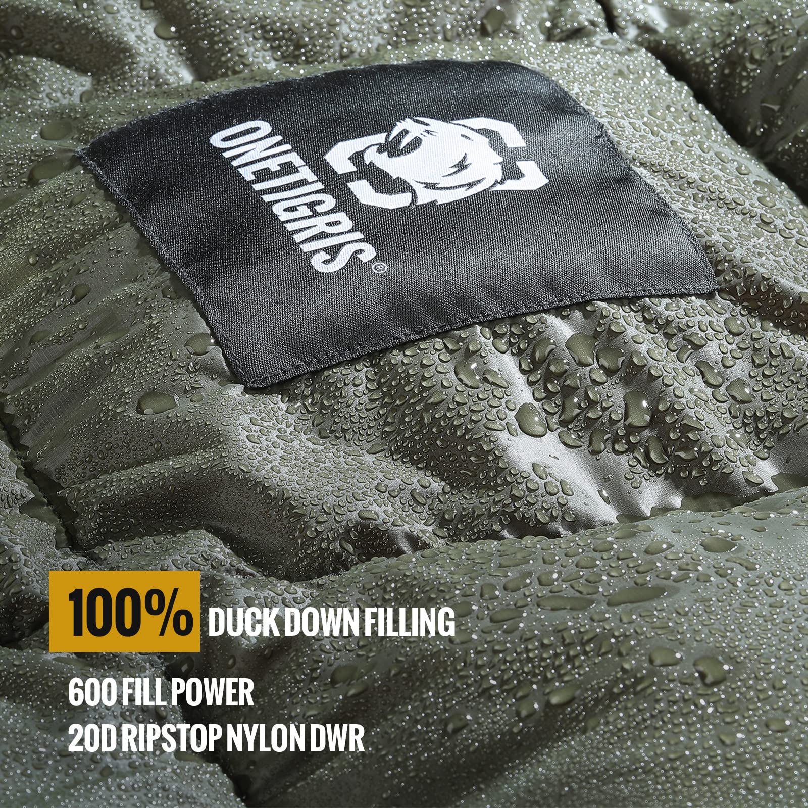 OneTigris down camping blanket fabric resists stains and odors in outdoor use.