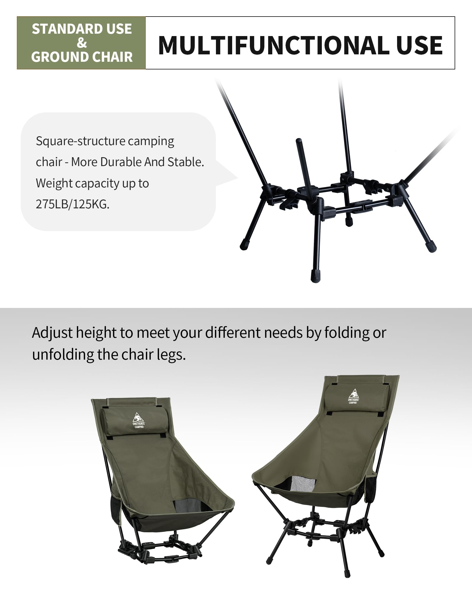 ONETIGRIS Dragonhide chair 275 lb capacity supports sturdy outdoor seating
