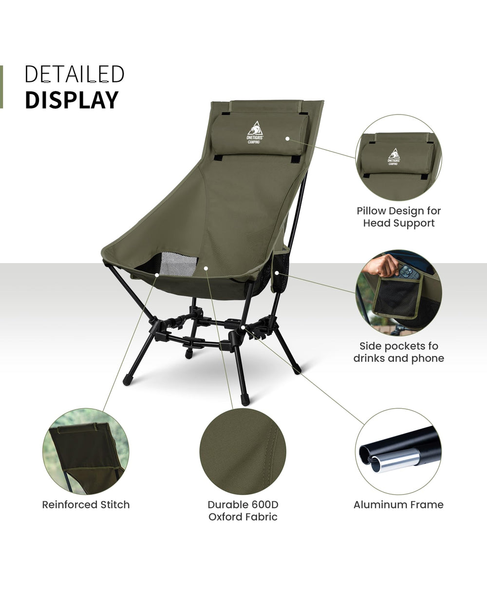 ONETIGRIS Dragonhide chair 7075 aluminum framework for rugged outdoor longevity
