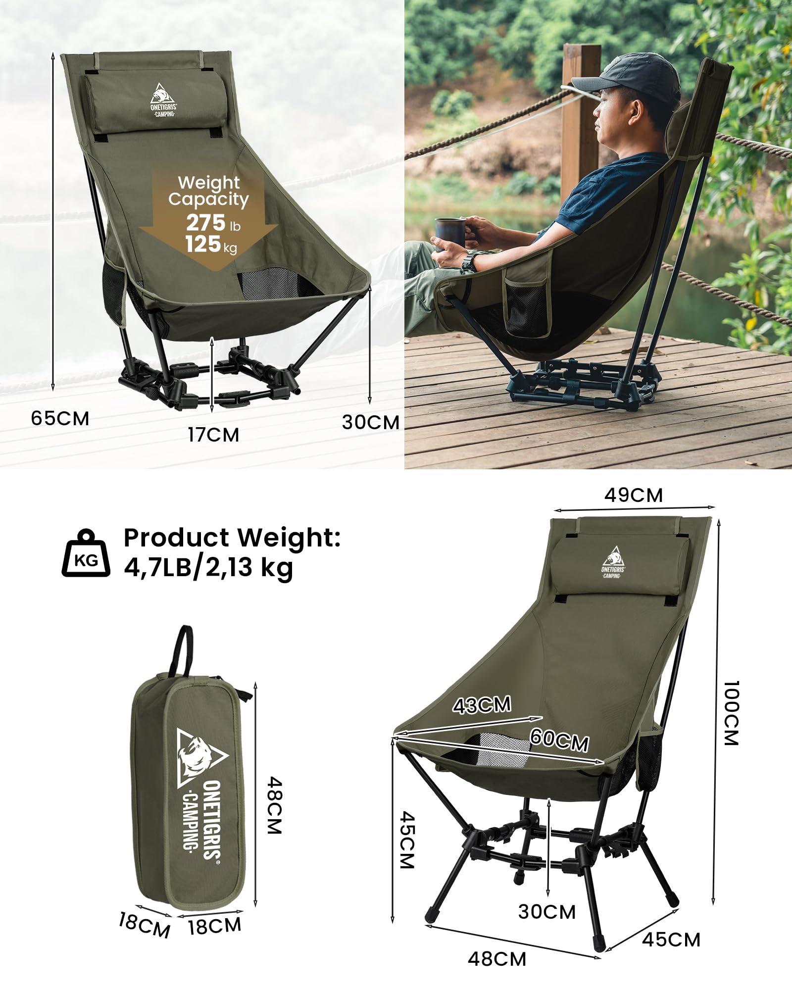 ONETIGRIS Dragonhide chair poles demonstrate corrosion-resistant 7075 aluminum construction