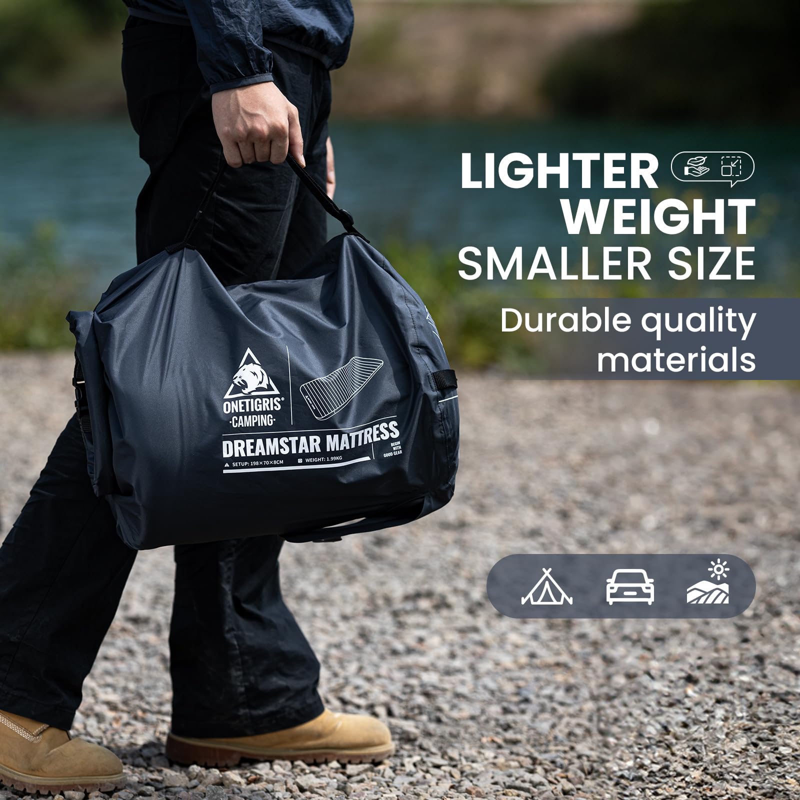ONETIGRIS Dreamstar compact packaging reduces bulk for backpacking or car camping.