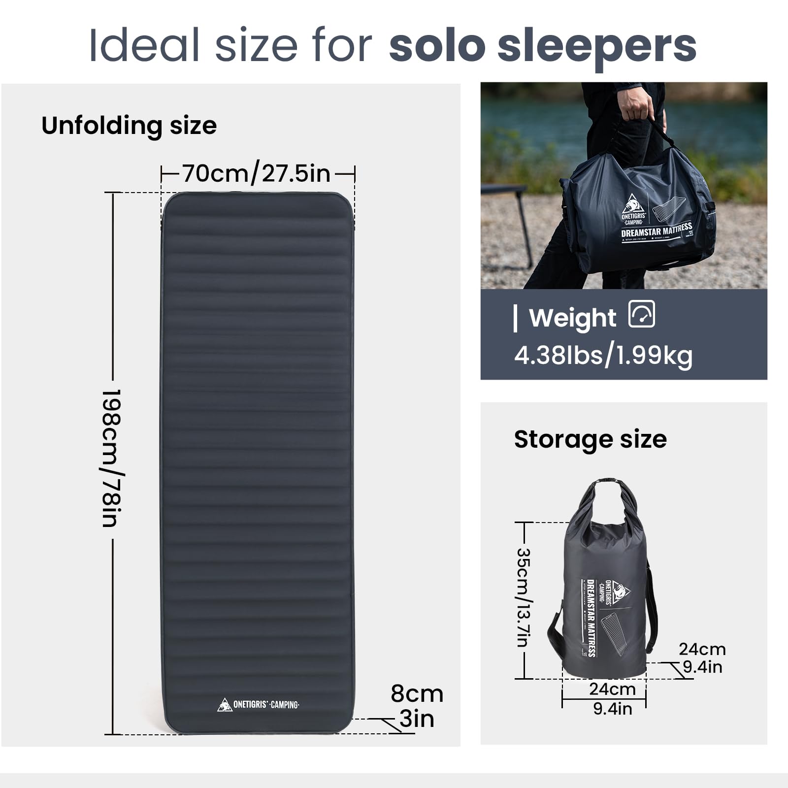 ONETIGRIS Dreamstar self-inflating action demonstrates quick setup on camping trips.
