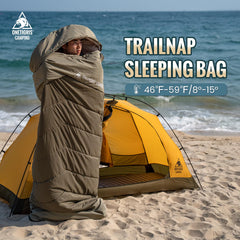 OneTigris Envelope sleeping bag hood adjustable for snug cold-weather warmth.