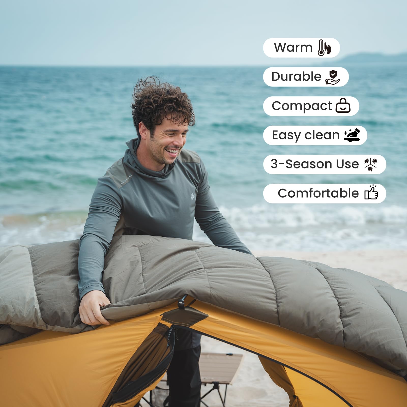 OneTigris Envelope sleeping bag compact stuff sack for easy transport and storage.