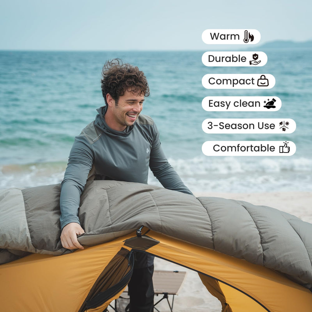 OneTigris Envelope sleeping bag compact stuff sack for easy transport and storage.