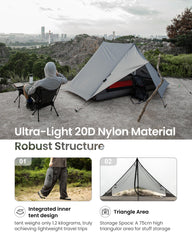 OneTigris HillRidge 20D Sil-Coated Nylon delivers lightweight durability.