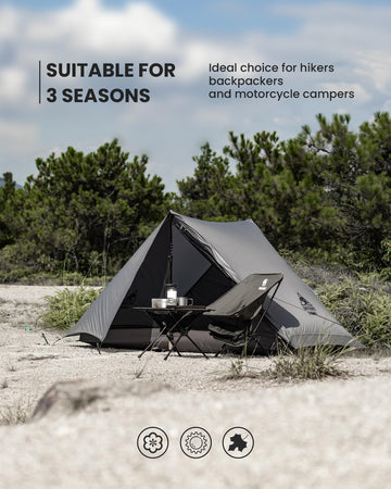 OneTigris HillRidge quick pole setup works with trekking poles.