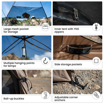 OneTigris Jovian dome setup enables quick, tool-free assembly.