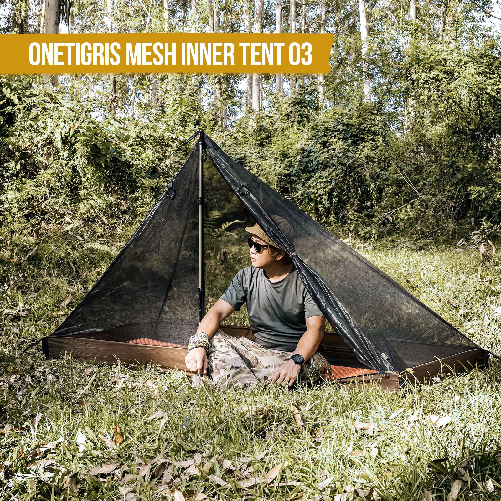 ONETIGRIS mesh-netting close-up illustrating breathable protection under night sky.