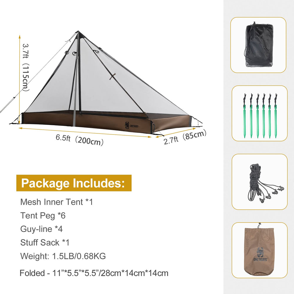 ONETIGRIS mesh teepee tent bathtub floor detail showing waterproof protection.