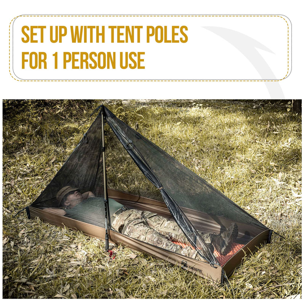 ONETIGRIS mesh teepee tent folded compact for backpacking.