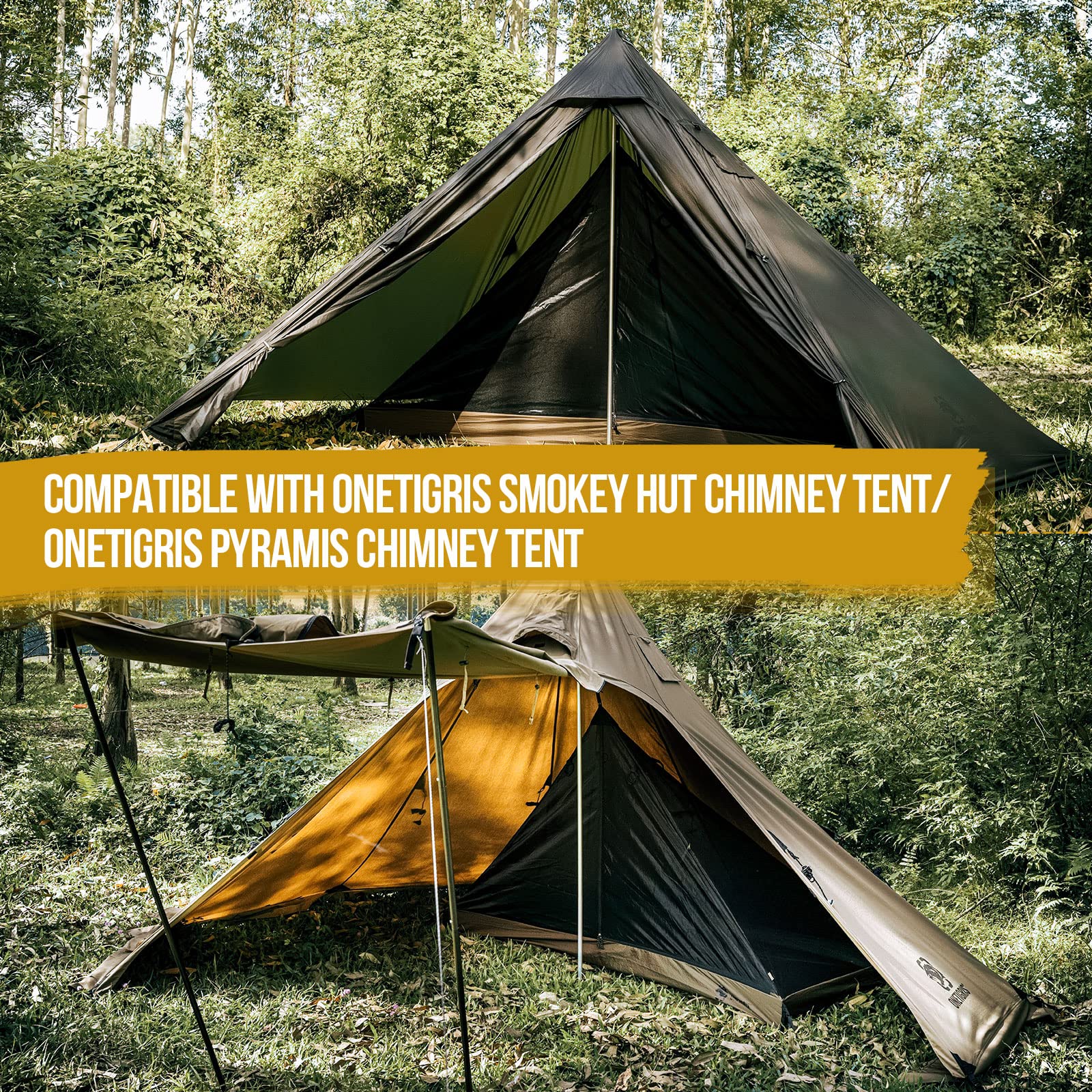 ONETIGRIS mesh teepee tent gear space and easy doorway access.