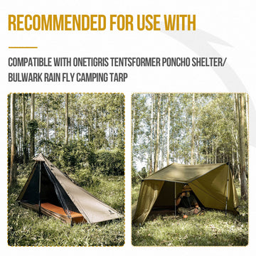 ONETIGRIS mesh teepee tent quick-setup corners for taut setup in wind.