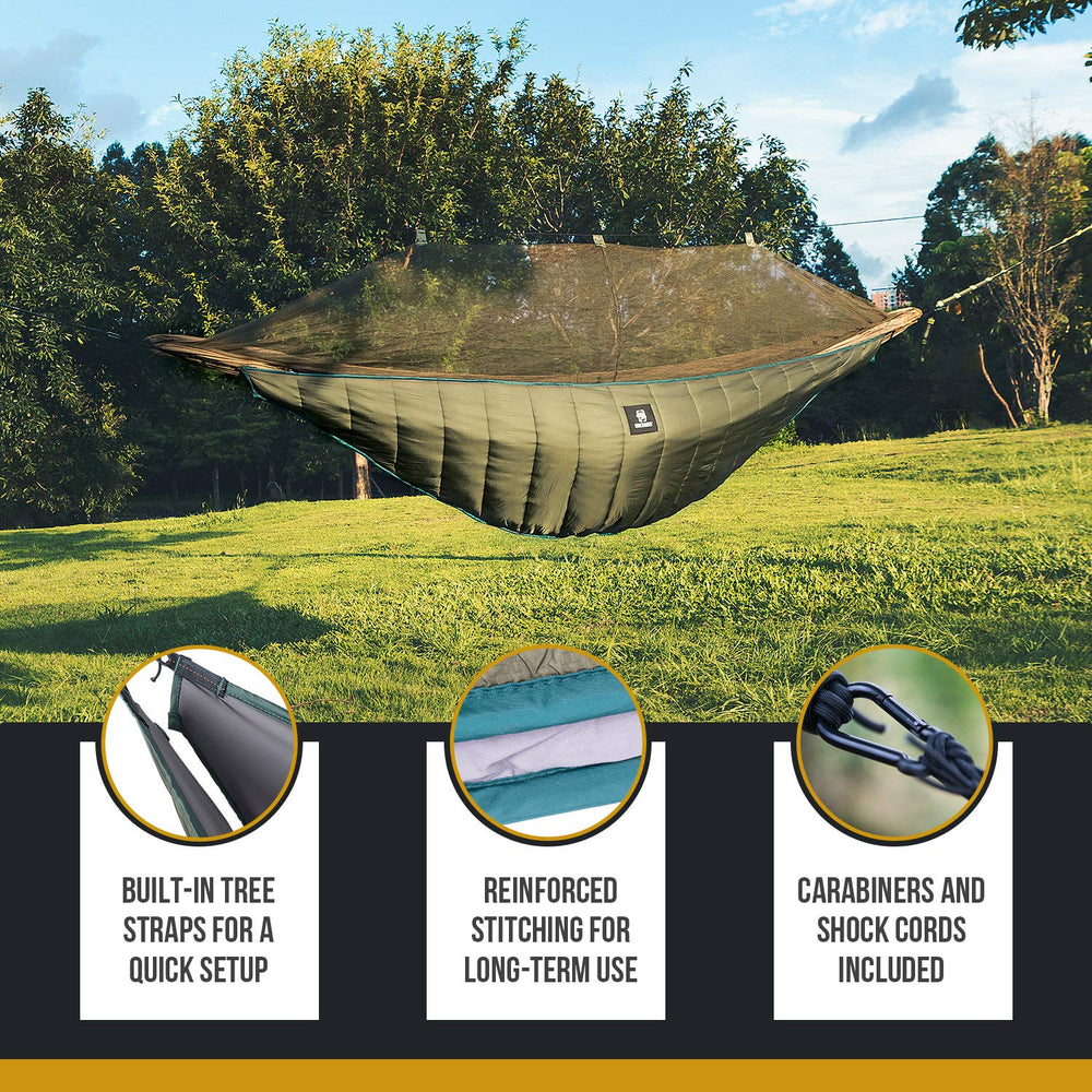 OneTigris Night Protector underquilt with DWR shell in wind