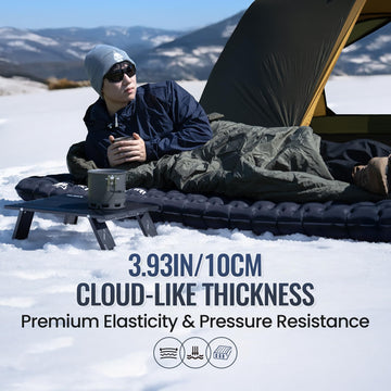 ONETIGRIS Noblejade insulated sleeping pad with 3D reflective layer enhances heat retention on cold nights.
