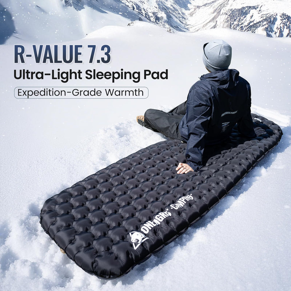 ONETIGRIS Noblejade insulated sleeping pad dual valves enable easy inflation and quick deflation.