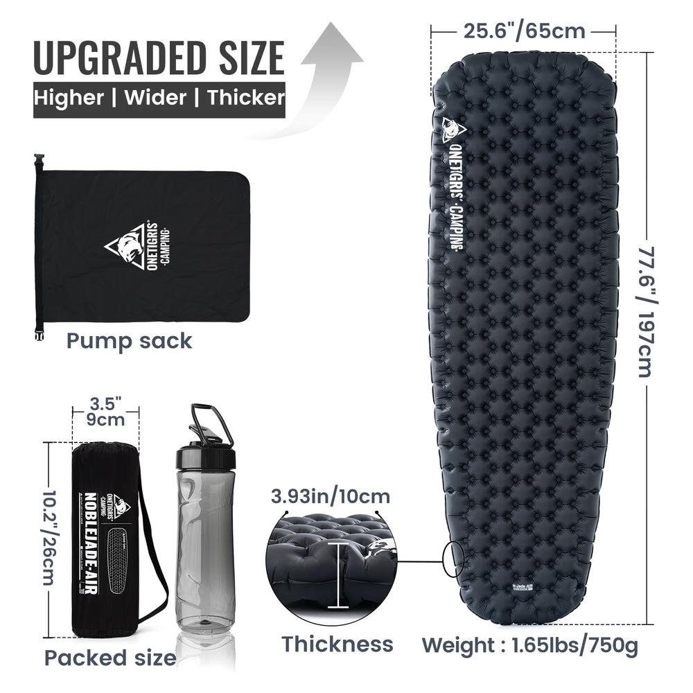 ONETIGRIS Noblejade insulated sleeping pad ergonomic support promotes natural sleeping posture.