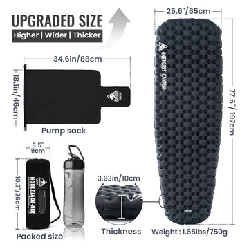 ONETIGRIS Noblejade insulated sleeping pad oversized dimensions provide room to stretch for backpacking.