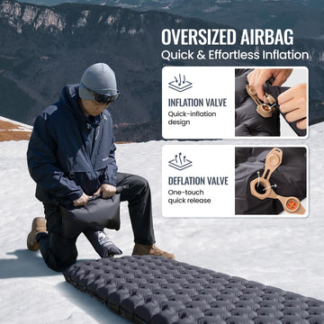 ONETIGRIS Noblejade insulated sleeping pad pump sack included simplifies setup on trails.