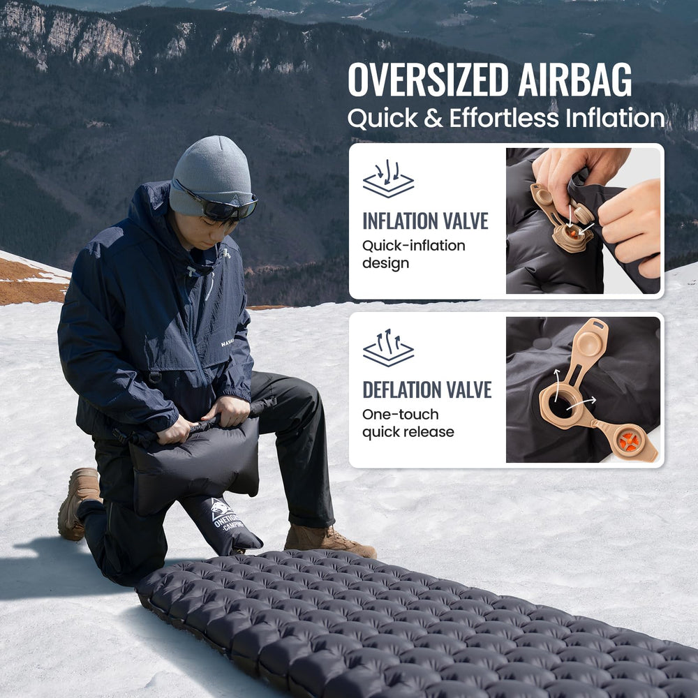 ONETIGRIS Noblejade insulated sleeping pad pump sack included simplifies setup on trails.