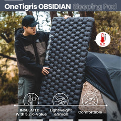ONETIGRIS Obsidian ultralight sleeping pad dimensions 74.4 by 24.8 inches for taller campers.