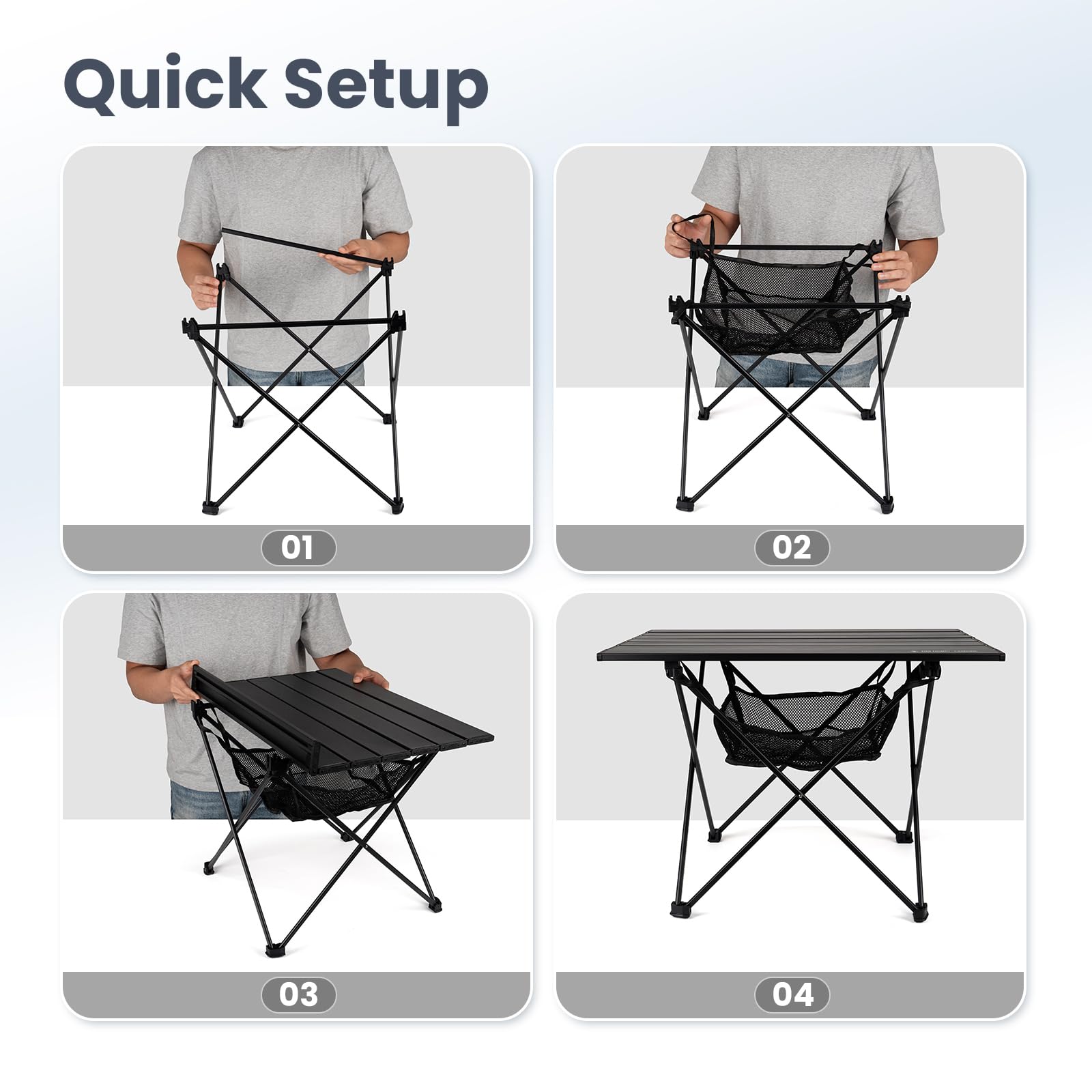ONETIGRIS portable camping table weight is 3.1 pounds for easy packing.