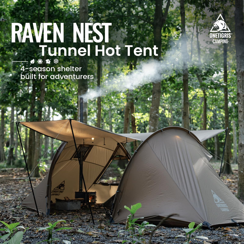 OneTigris Raven Nest arched support highlights improved wind resistance during storms.