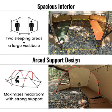 OneTigris Raven Nest stove-inside comfort with generous space for cooking and hot drinks.