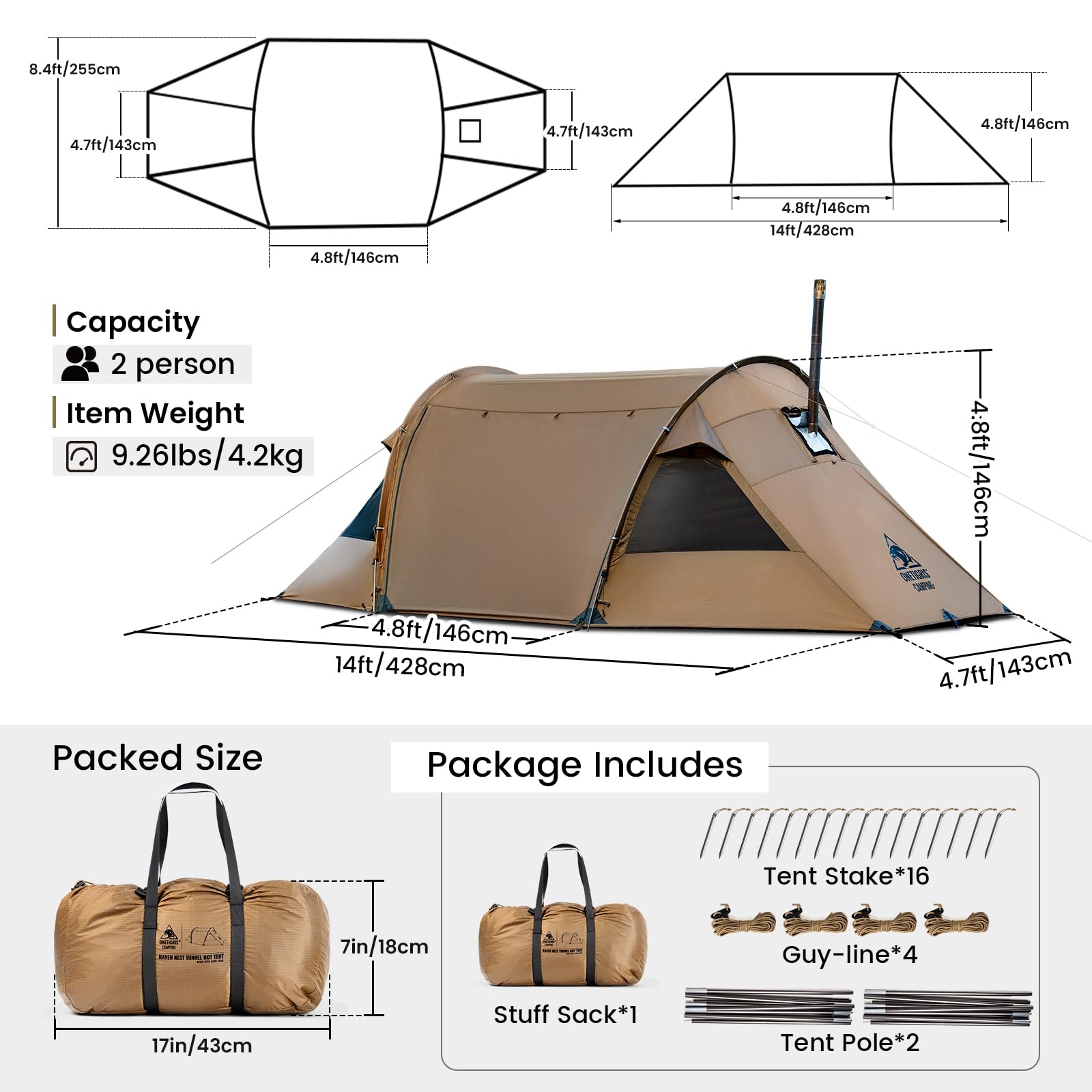 OneTigris Raven Nest waterproof seams demonstrate 3000mm rating for all-weather protection.