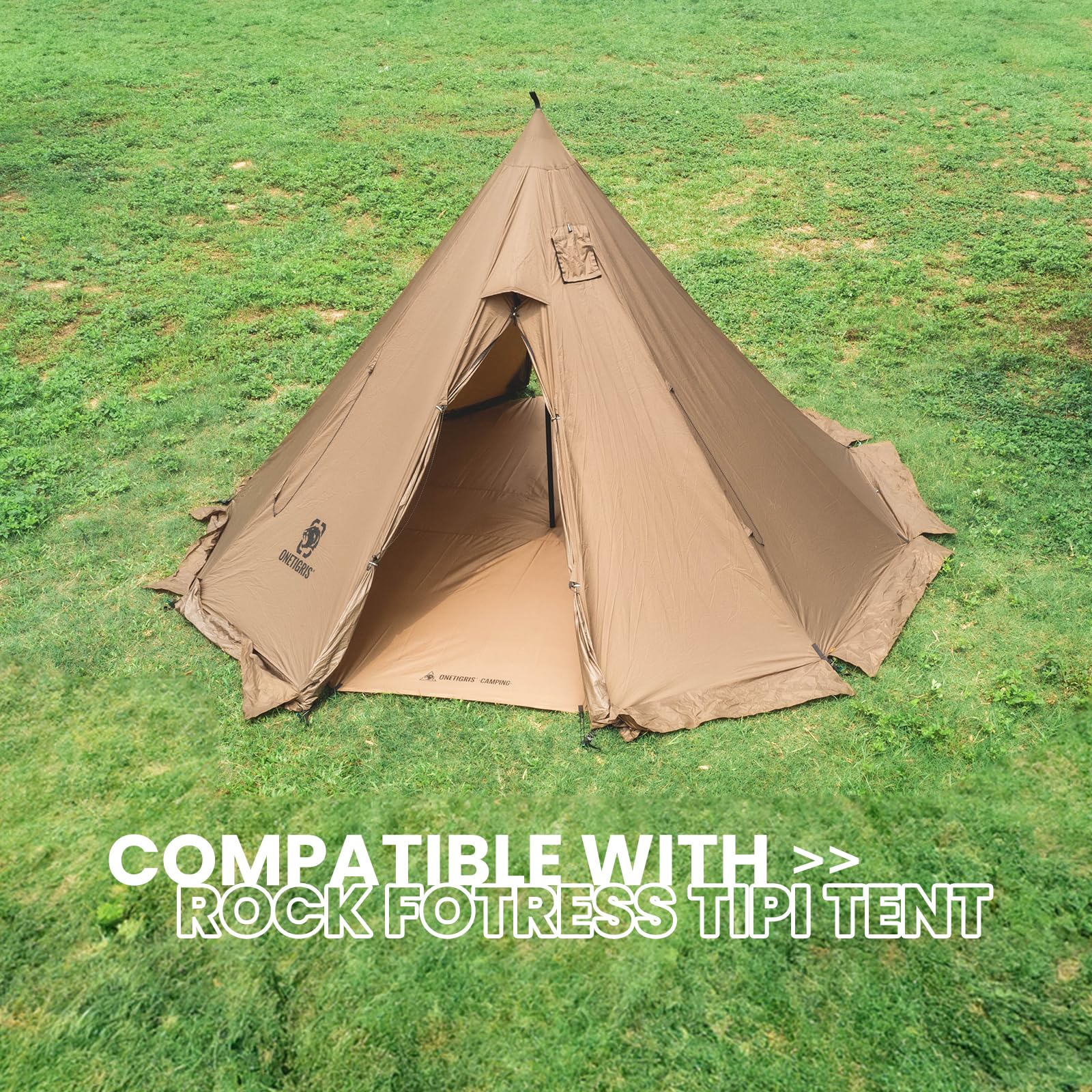 ONETIGRIS Rock Fortress footprint 210D fabric close-up shows durable, tear-resistant construction
