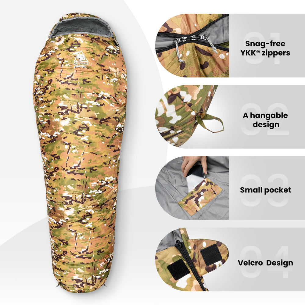 OneTigris sleeping bag compression stuff sack included for storage.