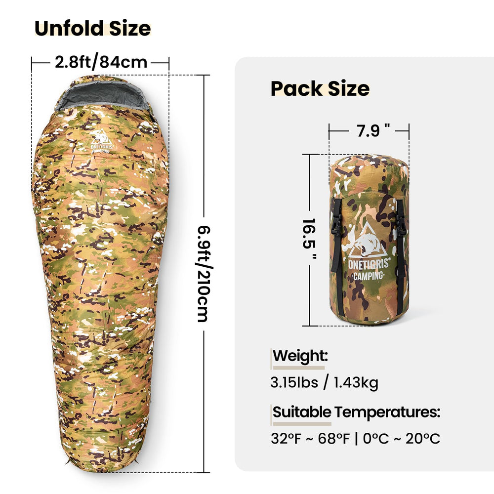 OneTigris sleeping bag outer shell in water-repellent ripstop fabric.