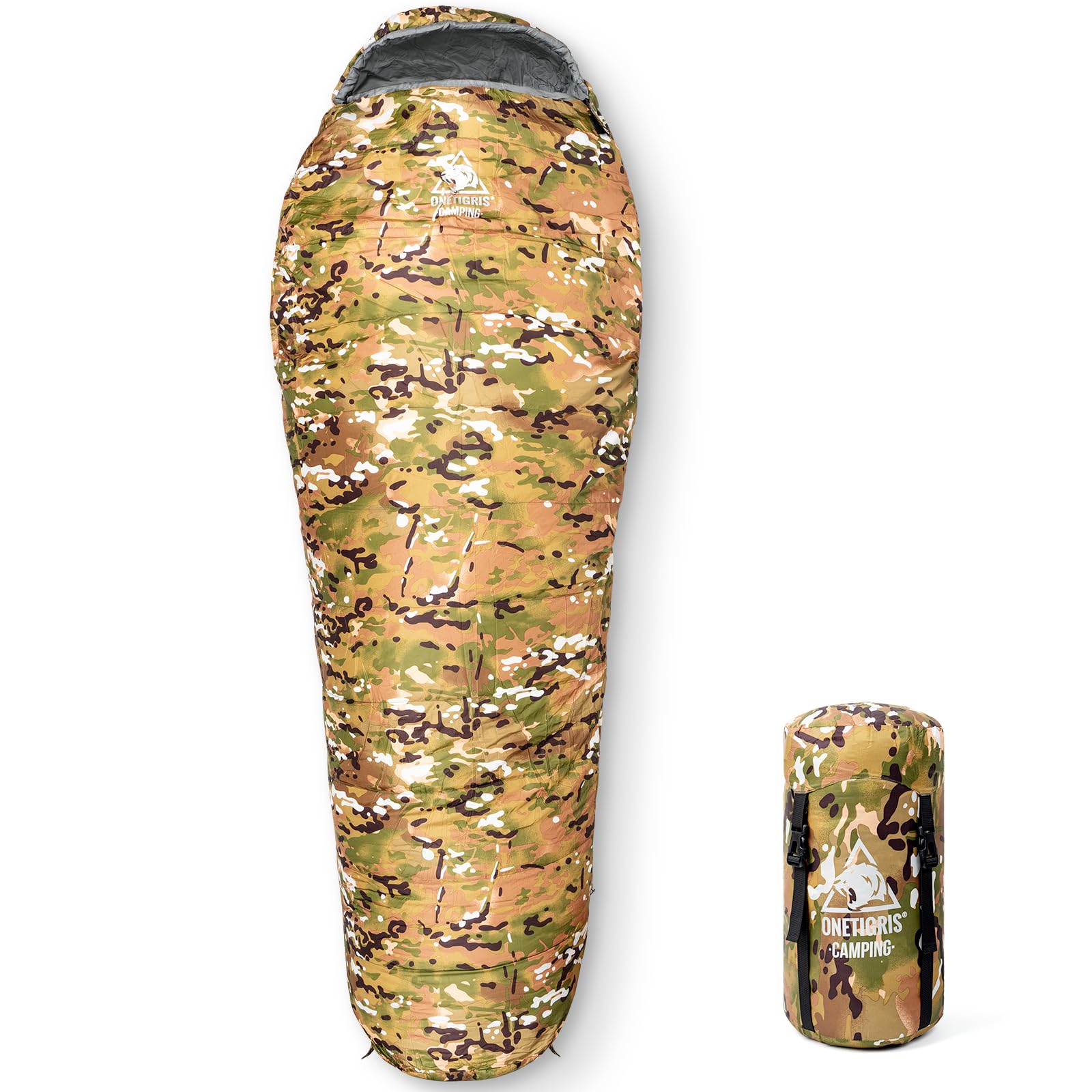 OneTigris sleeping bag warmth closeup shows snug fit for cold nights.