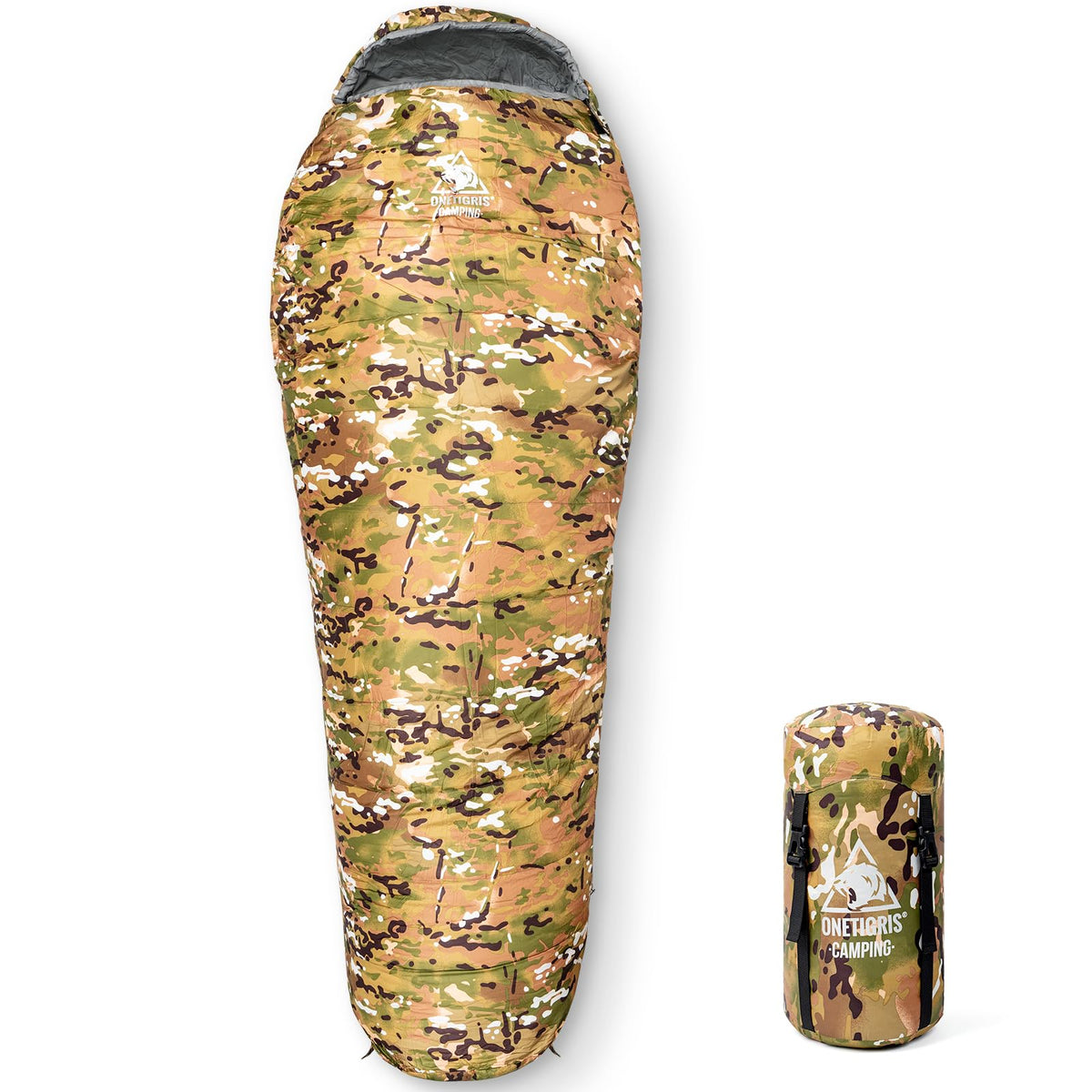 OneTigris sleeping bag warmth closeup shows snug fit for cold nights.