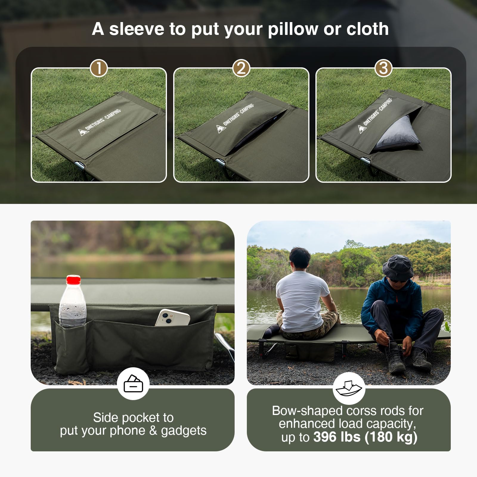 ONETIGRIS SUPRAGRIS durable fabric highlights dirt and water resistance for outdoors.