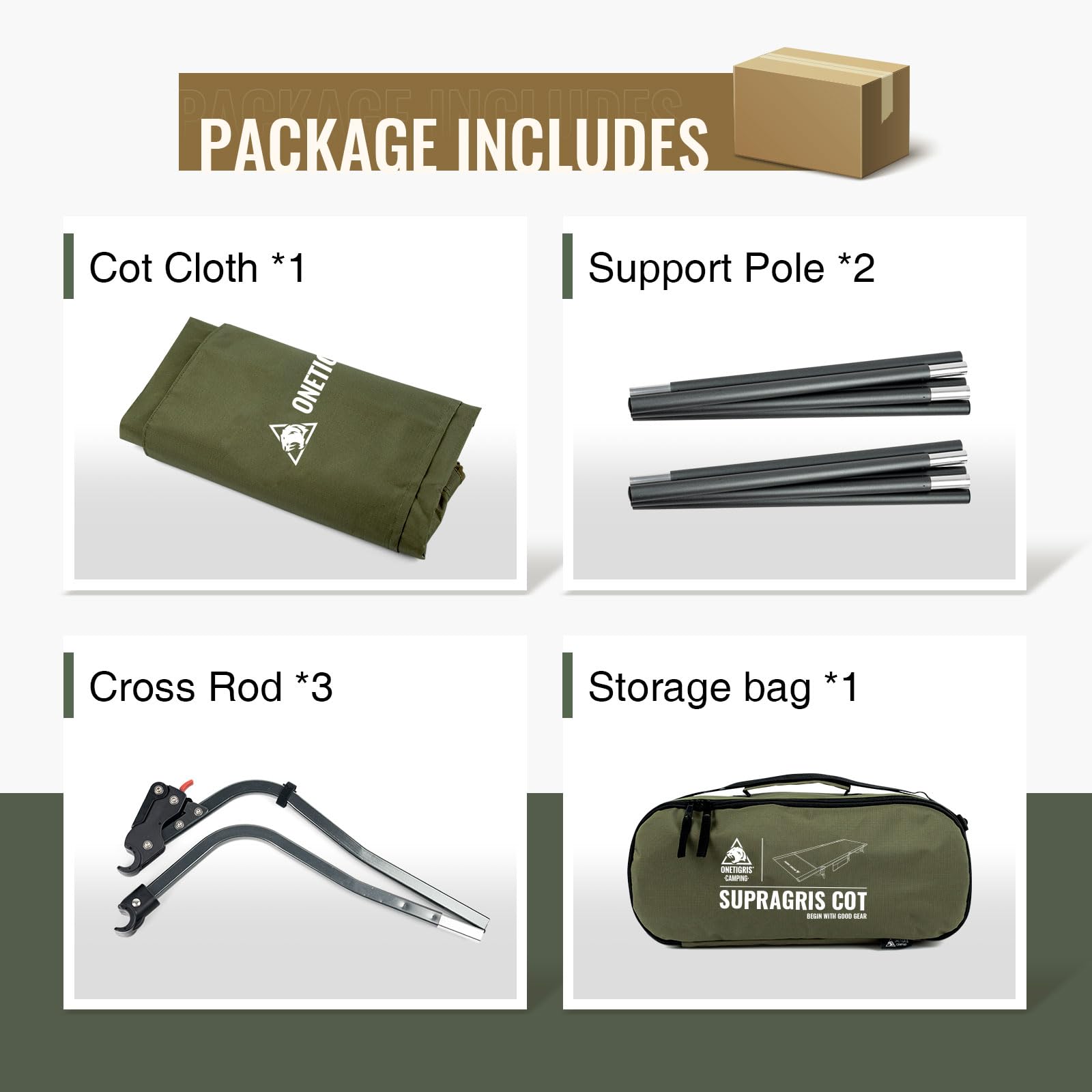 ONETIGRIS SUPRAGRIS folded dimensions illustrate compact packing for travel.