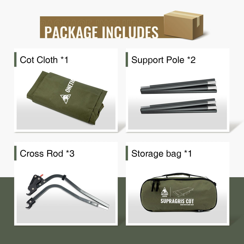 ONETIGRIS SUPRAGRIS folded dimensions illustrate compact packing for travel.