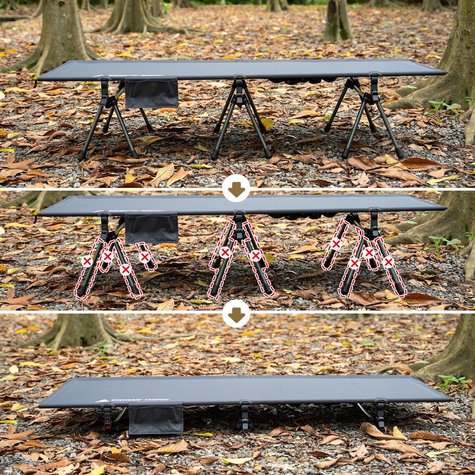 ONETIGRIS Supranubis camping cot dimensions show generous sleeping area.