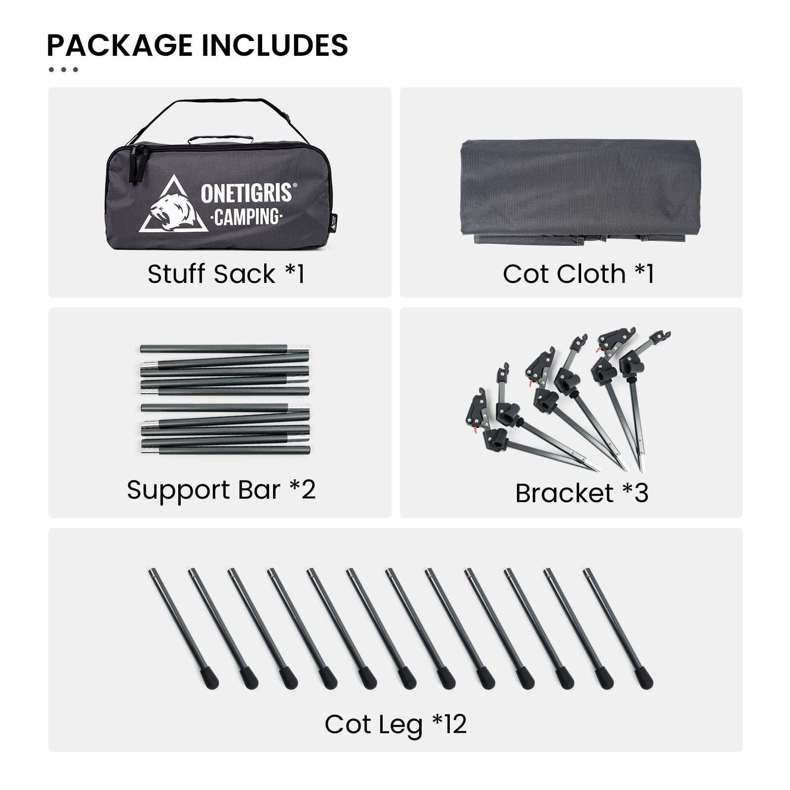 ONETIGRIS Supranubis camping cot materials highlight durability and light weight.